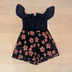 NWOT Lulu's Navy Pink Floral Off-Shoulder Romper